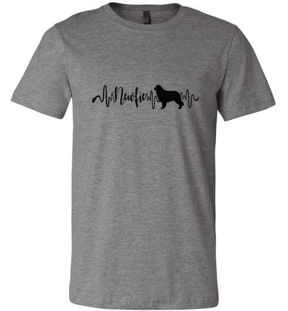 Newfie Heartbeat Unisex Short Sleeve Shirt Black - WagALotBowWow