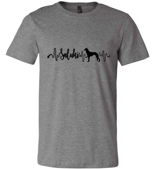 Saluki Heartbeat Unisex Short Sleeve Shirt Black - WagALotBowWow