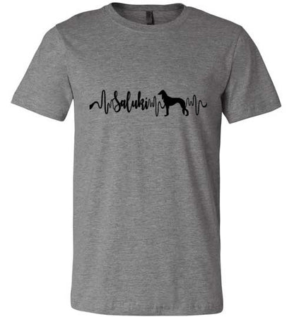 Saluki Heartbeat Unisex Short Sleeve Shirt Black - WagALotBowWow