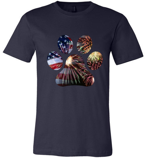 Patriotic Paw Adult Unisex Canvas T-Shirt - WagALotBowWow