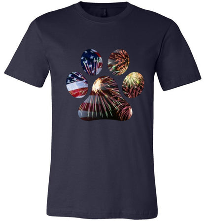 Patriotic Paw Adult Unisex Canvas T-Shirt - WagALotBowWow