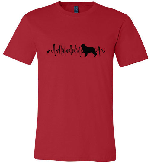 Newfoundland Heartbeat Unisex Short Sleeve Shirt Black - WagALotBowWow