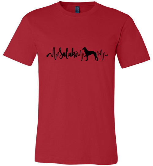 Saluki Heartbeat Unisex Short Sleeve Shirt Black - WagALotBowWow