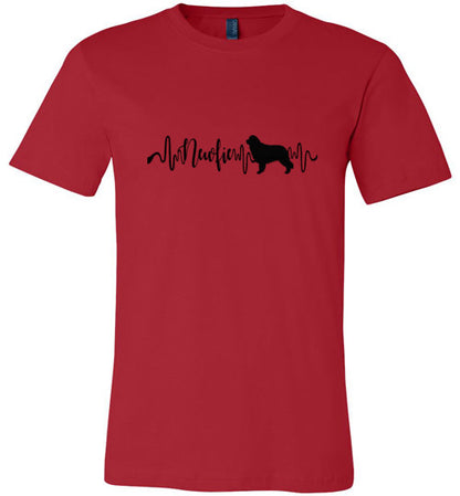 Newfie Heartbeat Unisex Short Sleeve Shirt Black - WagALotBowWow