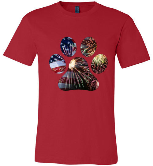 Patriotic Paw Adult Unisex Canvas T-Shirt - WagALotBowWow