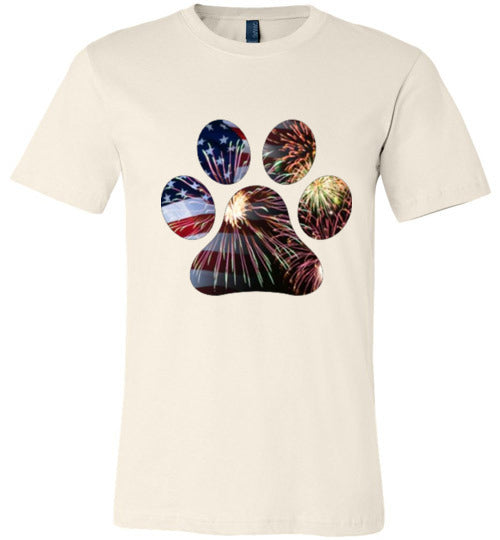 Patriotic Paw Adult Unisex Canvas T-Shirt - WagALotBowWow