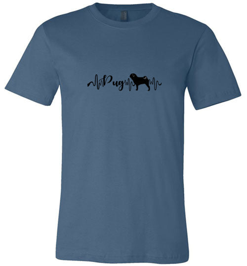Pug Heartbeat Unisex Short Sleeve Shirt Black - WagALotBowWow