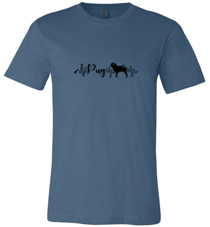 Pug Heartbeat Unisex Short Sleeve Shirt Black - WagALotBowWow