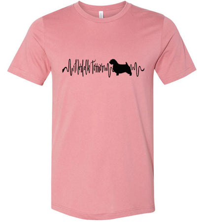 Norfolk Terrier Heartbeat Unisex Short Sleeve TShirt Black - WagALotBowWow