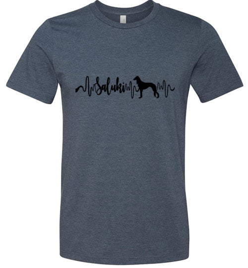 Saluki Heartbeat Unisex Short Sleeve Shirt Black - WagALotBowWow