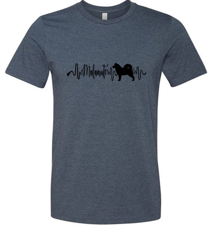Malamute Heartbeat Unisex Short Sleeve Shirt Black - WagALotBowWow