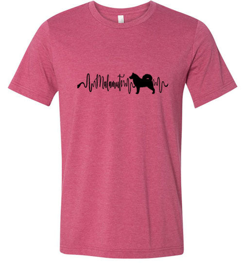 Malamute Heartbeat Unisex Short Sleeve Shirt Black - WagALotBowWow