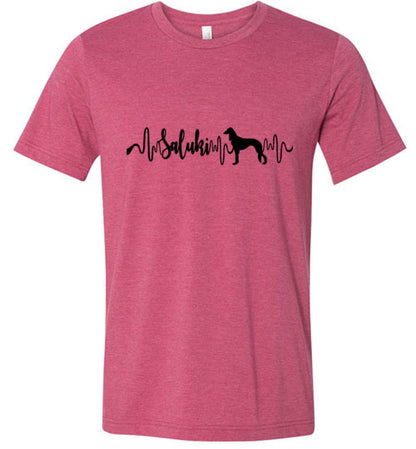 Saluki Heartbeat Unisex Short Sleeve Shirt Black - WagALotBowWow