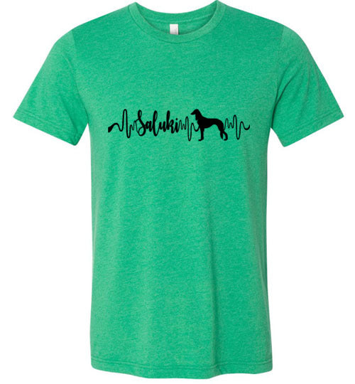 Saluki Heartbeat Unisex Short Sleeve Shirt Black - WagALotBowWow