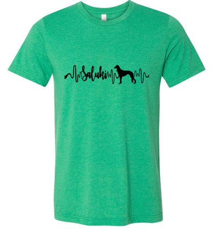 Saluki Heartbeat Unisex Short Sleeve Shirt Black - WagALotBowWow