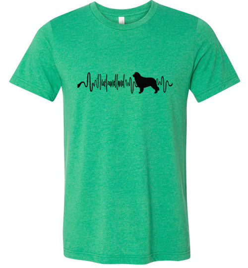 Newfoundland Heartbeat Unisex Short Sleeve Shirt Black - WagALotBowWow