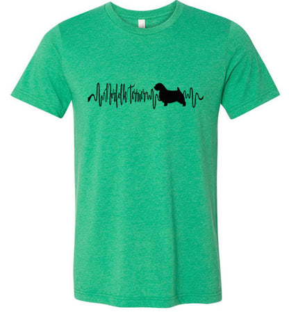 Norfolk Terrier Heartbeat Unisex Short Sleeve TShirt Black - WagALotBowWow