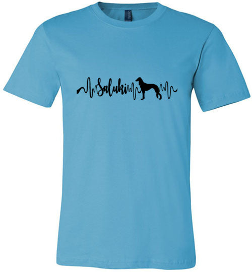 Saluki Heartbeat Unisex Short Sleeve Shirt Black - WagALotBowWow