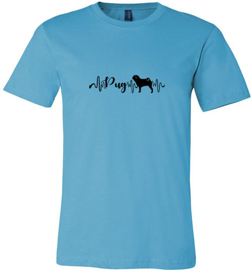 Pug Heartbeat Unisex Short Sleeve Shirt Black - WagALotBowWow