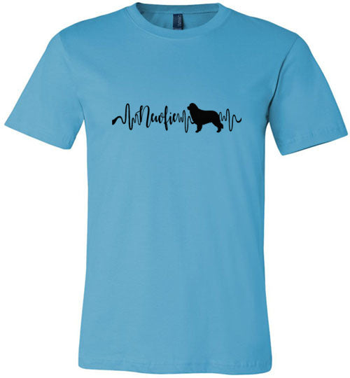 Newfie Heartbeat Unisex Short Sleeve Shirt Black - WagALotBowWow
