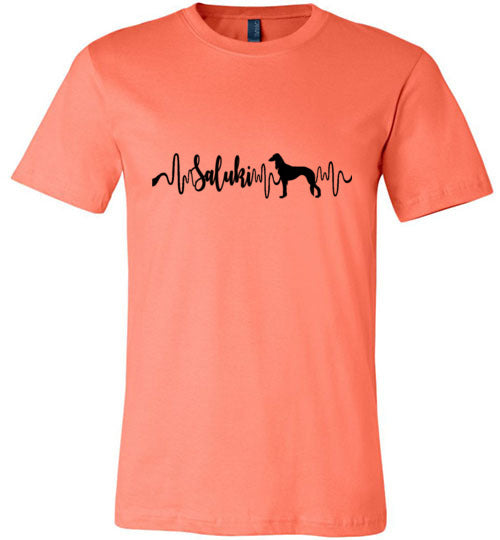 Saluki Heartbeat Unisex Short Sleeve Shirt Black - WagALotBowWow