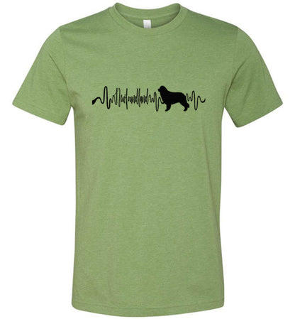 Newfoundland Heartbeat Unisex Short Sleeve Shirt Black - WagALotBowWow