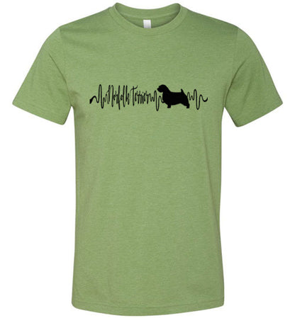 Norfolk Terrier Heartbeat Unisex Short Sleeve TShirt Black - WagALotBowWow