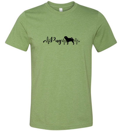 Pug Heartbeat Unisex Short Sleeve Shirt Black - WagALotBowWow