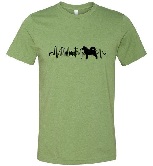 Malamute Heartbeat Unisex Short Sleeve Shirt Black - WagALotBowWow