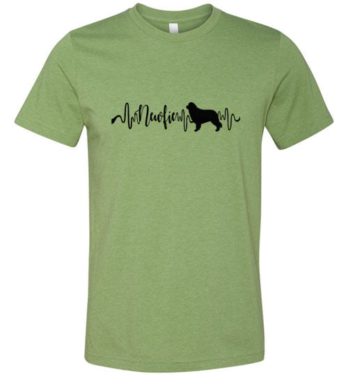 Newfie Heartbeat Unisex Short Sleeve Shirt Black - WagALotBowWow