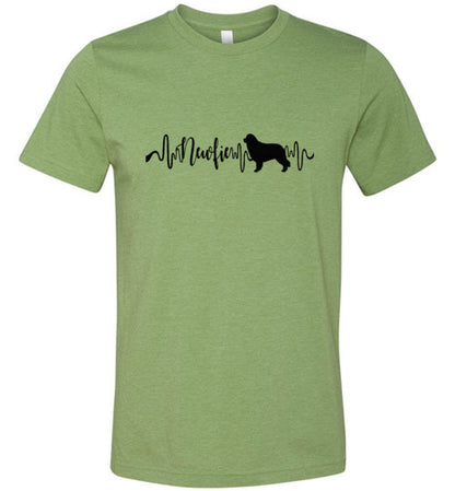 Newfie Heartbeat Unisex Short Sleeve Shirt Black - WagALotBowWow