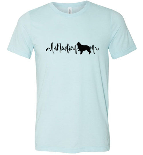 Newfie Heartbeat Unisex Short Sleeve Shirt Black - WagALotBowWow