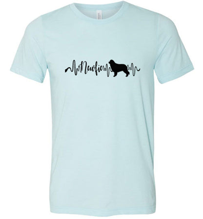 Newfie Heartbeat Unisex Short Sleeve Shirt Black - WagALotBowWow