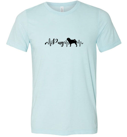 Pug Heartbeat Unisex Short Sleeve Shirt Black - WagALotBowWow