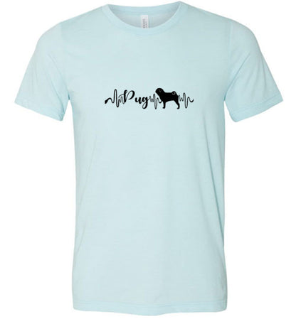 Pug Heartbeat Unisex Short Sleeve Shirt Black - WagALotBowWow