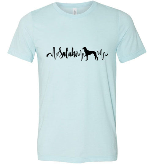 Saluki Heartbeat Unisex Short Sleeve Shirt Black - WagALotBowWow