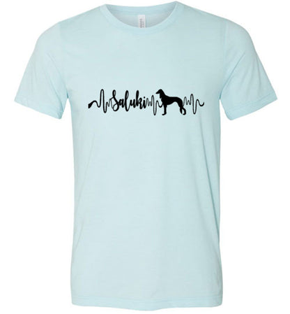 Saluki Heartbeat Unisex Short Sleeve Shirt Black - WagALotBowWow