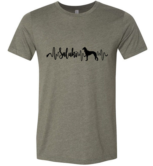 Saluki Heartbeat Unisex Short Sleeve Shirt Black - WagALotBowWow