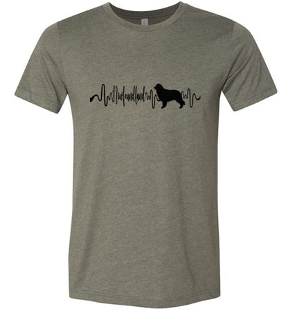Newfoundland Heartbeat Unisex Short Sleeve Shirt Black - WagALotBowWow