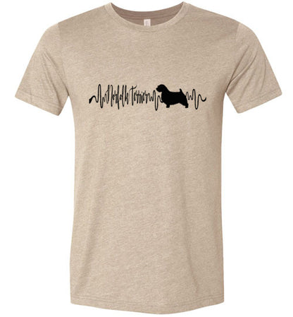 Norfolk Terrier Heartbeat Unisex Short Sleeve TShirt Black - WagALotBowWow