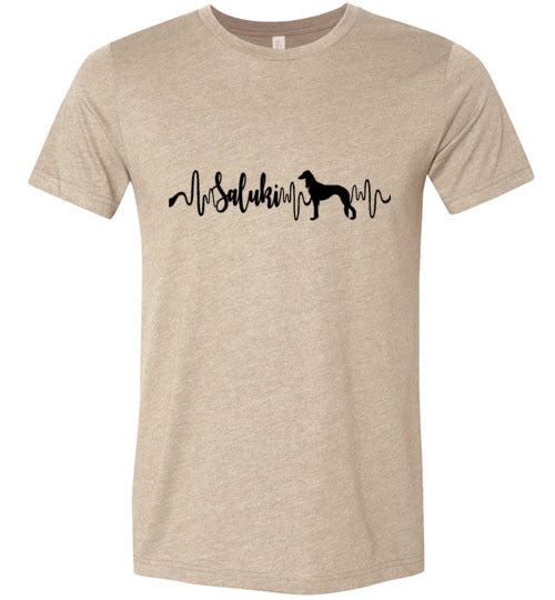 Saluki Heartbeat Unisex Short Sleeve Shirt Black - WagALotBowWow