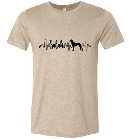 Saluki Heartbeat Unisex Short Sleeve Shirt Black - WagALotBowWow