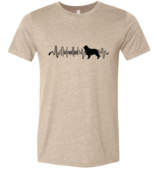 Newfoundland Heartbeat Unisex Short Sleeve Shirt Black - WagALotBowWow