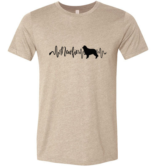 Newfie Heartbeat Unisex Short Sleeve Shirt Black - WagALotBowWow