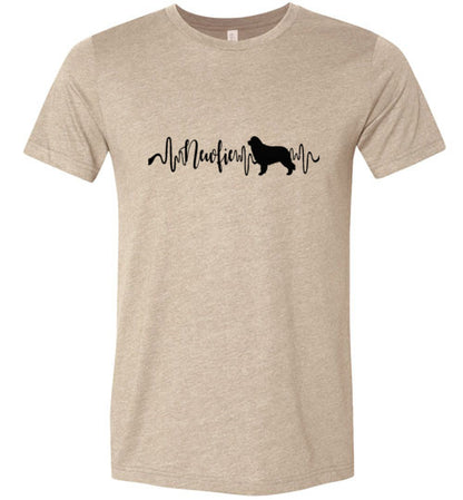 Newfie Heartbeat Unisex Short Sleeve Shirt Black - WagALotBowWow