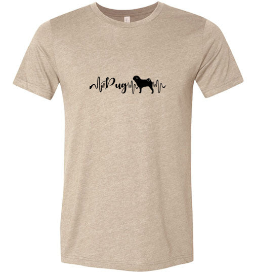 Pug Heartbeat Unisex Short Sleeve Shirt Black - WagALotBowWow