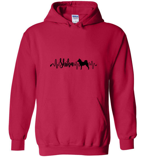Shiba Heartbeat Long Sleeve & Hoodie - WagALotBowWow