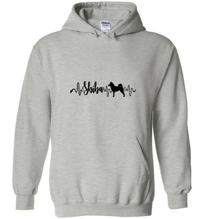 Shiba Heartbeat Long Sleeve & Hoodie - WagALotBowWow