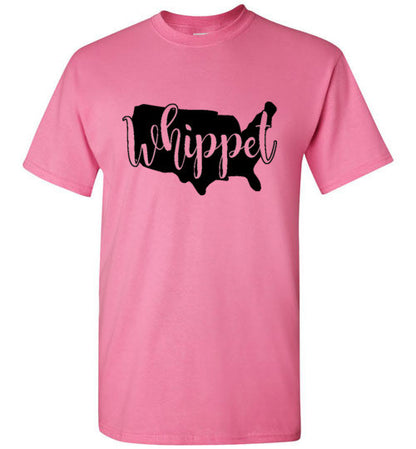 USA Whippet Gildan SS Unisex Adult & Youth Unisex TShirt Black Print - WagALotBowWow