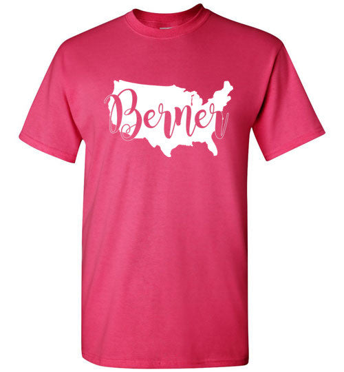 USA Berner Unisex Adult & Youth Gildan Short Sleeve T-Shirt White Print - WagALotBowWow